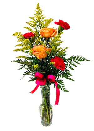 Playful Roses in a Bud Vase VM-1377 Flower Bouquet