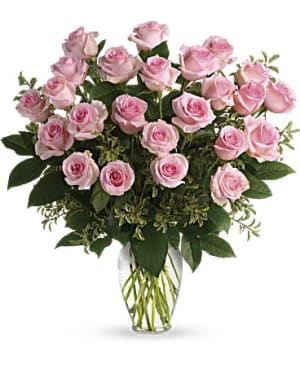 Pink Roses Vase Flower Bouquet