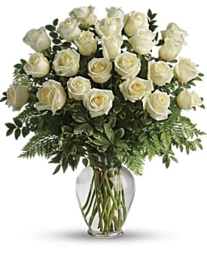 White Roses Vase Flower Bouquet