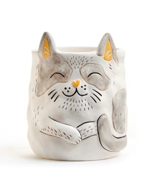 Cat Planter Flower Bouquet