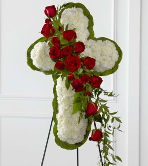 Floral Cross Easel Flower Bouquet