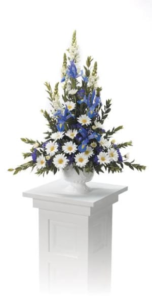 Blue iris and Daisy Flower Bouquet