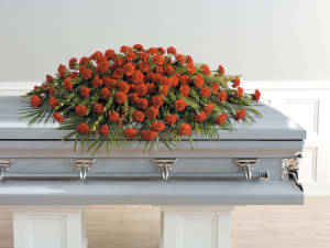 Red Carnation Casket Spray Flower Bouquet