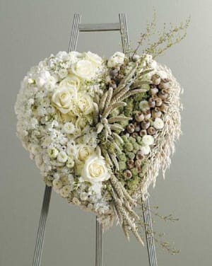 Heart of White Flowers & Dried Materials Flower Bouquet