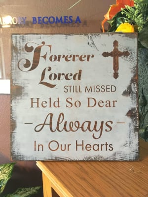 Forever Loved Wooden Sign Flower Bouquet