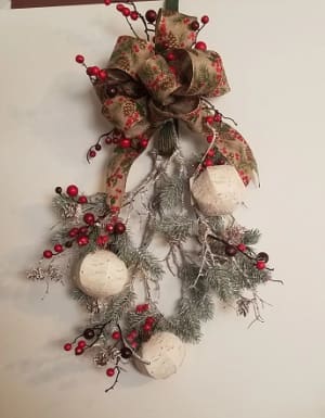 Winter Swag With Birch Ornaments Flower Bouquet