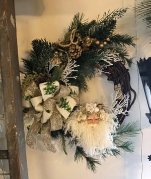 Old School Santa Wreath Flower Bouquet