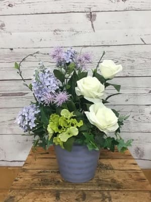 Blue and White Silk Arrangement Flower Bouquet