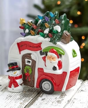 Lighted Holiday Camper Flower Bouquet