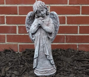 Rose Angel Stone Statue Flower Bouquet