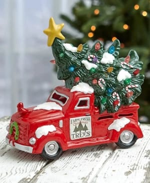 Lighted Holiday Truck Flower Bouquet
