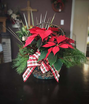 Poinsettia Dish Garden in a Basket Flower Bouquet