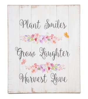 Plant Smiles Floral Wooden Sign Flower Bouquet