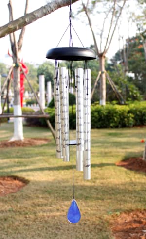 Those We Love Silver Wind Chime With Stand Flower Bouquet