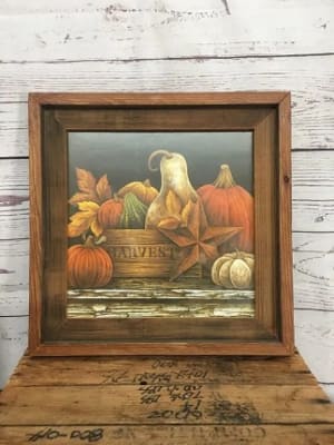 Fall Portrait In Wooden Frame Flower Bouquet