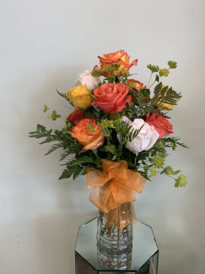 One Dozen Mixed Standard Roses Flower Arrangement One Dozen Mixed Standard Roses Flower Bouquet