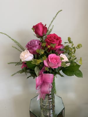 One Dozen Mixed Standard Roses Flower Arrangement One Dozen Mixed Standard Roses Flower Bouquet