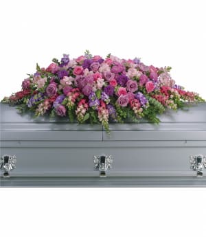 Lavender Tribute Casket Spray Flower Bouquet