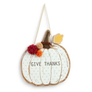 Give Thanks Pumpkin Door Hanger Flower Bouquet