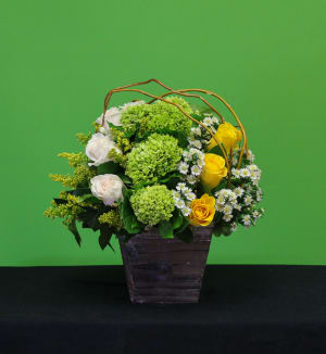 GT-- Arreglo de rosas, hortensias, montecasino y solidago Flower Bouquet