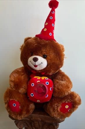 16" Happy Birthday Teddy Bear with Fan Flower Bouquet