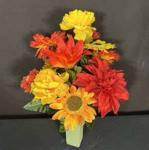 Cemetery Arrangement in Styrofoam Flower Bouquet