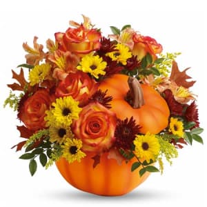 Pumpkin with Roses Flower Bouquet