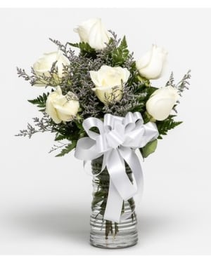 White Roses Half Dozen Flower Bouquet