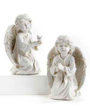 Kneeling Angel Statuary Flower Bouquet