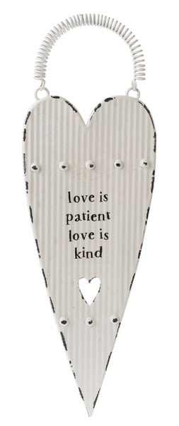 Distressed White Heart with Love Text Hanging Wall Decor