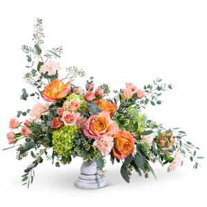 Coral Compote Flower Arrangement Coral Compote Flower Bouquet