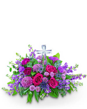 Majestic Magenta Crystal Cross Flower Bouquet