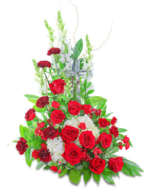 Serene Sanctuary Crystal Cross (Lg. Teleflora Cross) Flower Bouquet