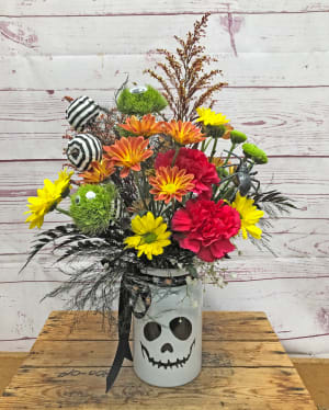 Hey, Boo! Halloween Jar Arrangement Flower Bouquet