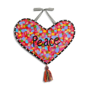 Colorful Peace Heart Door Hanger Flower Bouquet