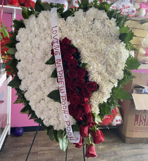 white and red bleeding heart Flower Bouquet