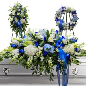 Blue Funeral Piece Flower Bouquet