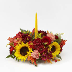 Giving Thanks Candle Centerpiece Flower Bouquet