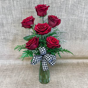 Half Dozen Red Roses Flower Bouquet