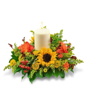 Seasonal Saffron Centerpiece Flower Bouquet