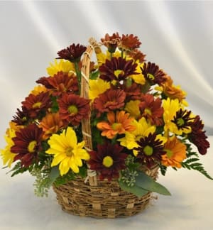 Fall Daisy Basket Flower Bouquet