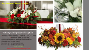 Holiday Centerpiece Subscription Flower Bouquet