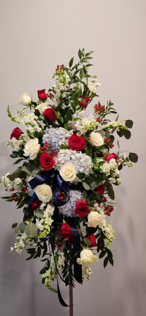 Patriotic Funeral Spray Flower Bouquet