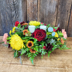 Oval Thanksgiving Centerpiece w/ Votives Flower Bouquet