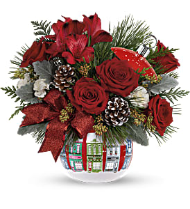 Teleflora's Festive Holiday Houses Bouquet Flower Bouquet