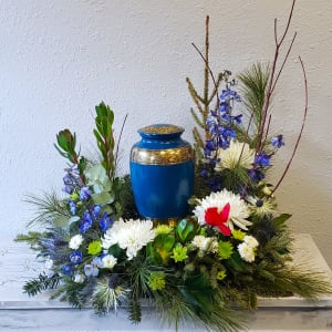 Cardinal Sighting Urn Surround Flower Bouquet