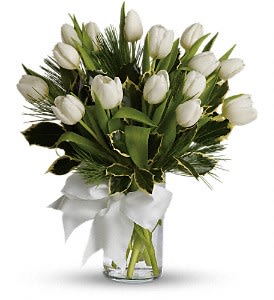 Tulips And Pine Flower Bouquet