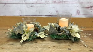 Holiday Hurricane Candle Holder Set Flower Bouquet