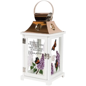 Butterfly "Memories" Memorial Lantern Flower Arrangement Butterfly "Memories" Memorial Lantern Flower Bouquet