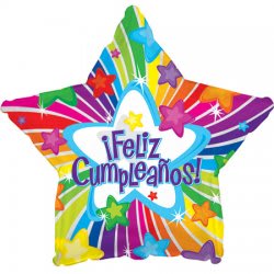 Cumpleanos Bright Stars w/ Sparkles Balloon Item #814106 Flower Bouquet